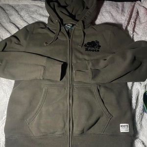 Army green / roots zip up hoodie